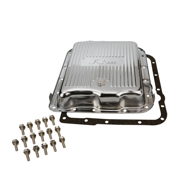 RTS Transmission Pan, Stock Depth, Steel, Ribbed Chrome, GM Chev Holden, Commodore, 700R4, 4L60, 4L60E, Each