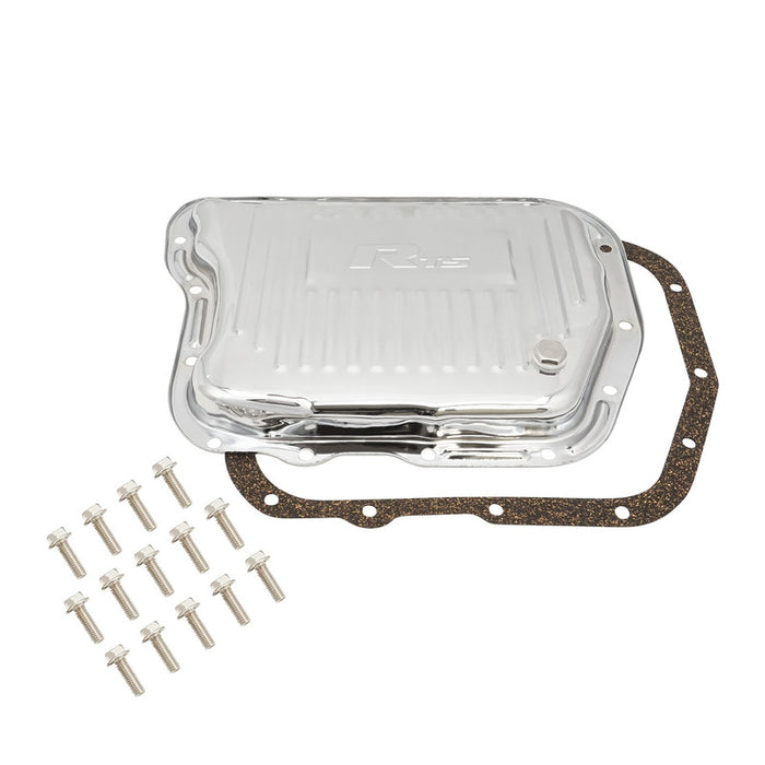 RTS Transmission Pan, Stock Depth, Steel, Ribbed Chrome, For Chrysler, Torqueflite A-727, Each