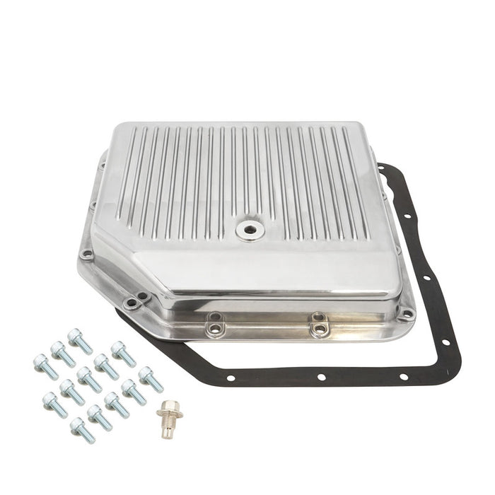 RTS Transmission Pan, Stock Depth, Cast Aluminium, Polished, Finned, Chev For Holden TH350, Each