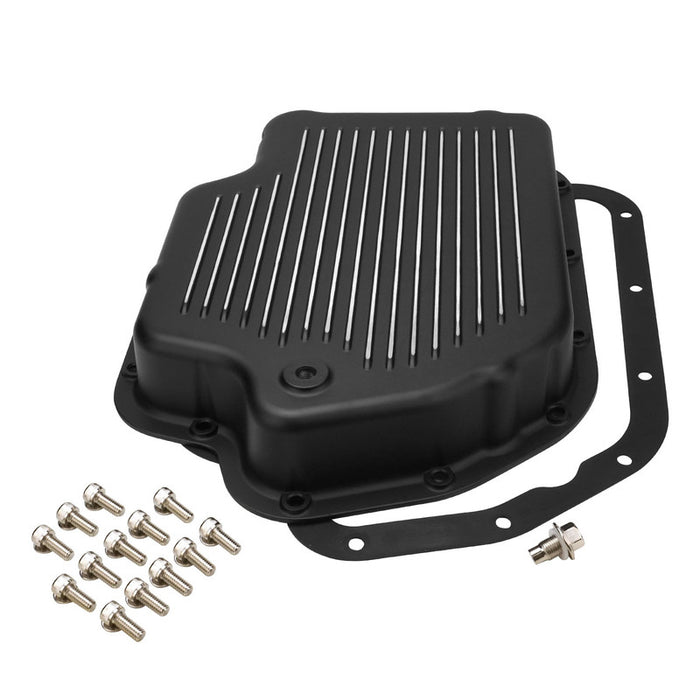 RTS Transmission Pan, Extra Capacity, Cast Aluminium, Black, Machined Finned, Chev Holden TH400, Each