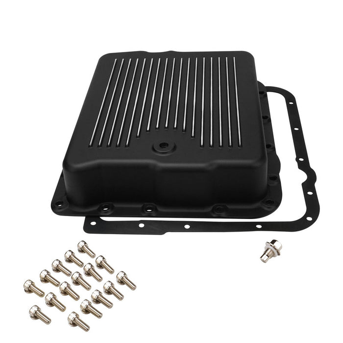 RTS Transmission Pan, Stock Depth, Cast Aluminium Black, Machined Finned, Chev, Holden Commodore, 700R4, 4L60,4L65E , Each