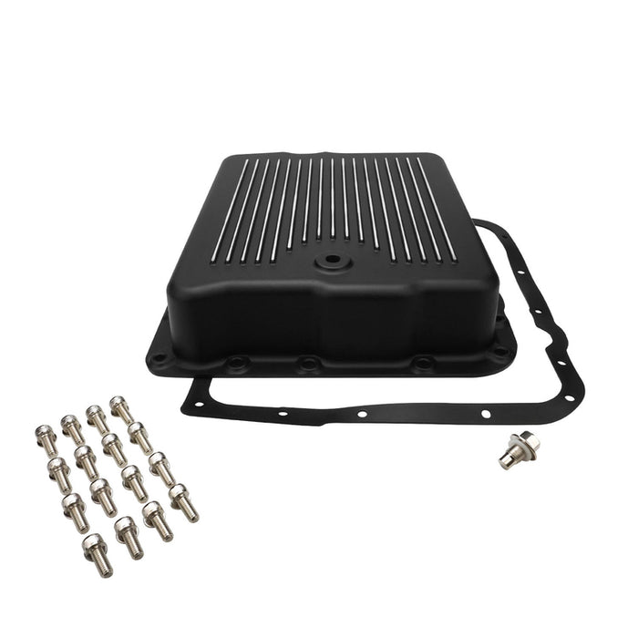 RTS Transmission Pan, Extra Capacity, Cast Aluminium, Black/Machined Finned, Chev, Holden Commodore, 700R4, 4L60 , Each