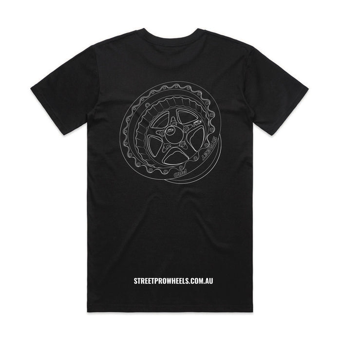 Street Pro Wheels T-Shirt, Black, Cotton, Small