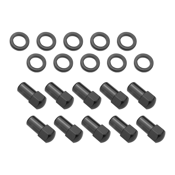 Wheel Lug Nut Kit Black, Street Pro 007 Dome head, length 1.70, 1/2, 1.00 inch shank, Set of 10