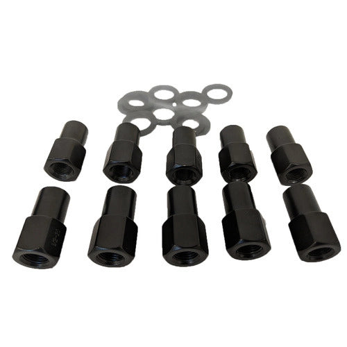 Wheel Lug Nut Kit, Black 002 Streetpro Open End Mag, Length 1.46, 1/2, .700 shank, Set of 10