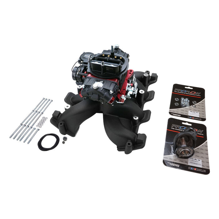 VPW Intake Manifold & Carburettor Kit Black Series RPM AirMax, Dual Plane, Street Brawler 750 Vac, Electric Choke,Carbutetor, Chev For Holden LS1,LS2