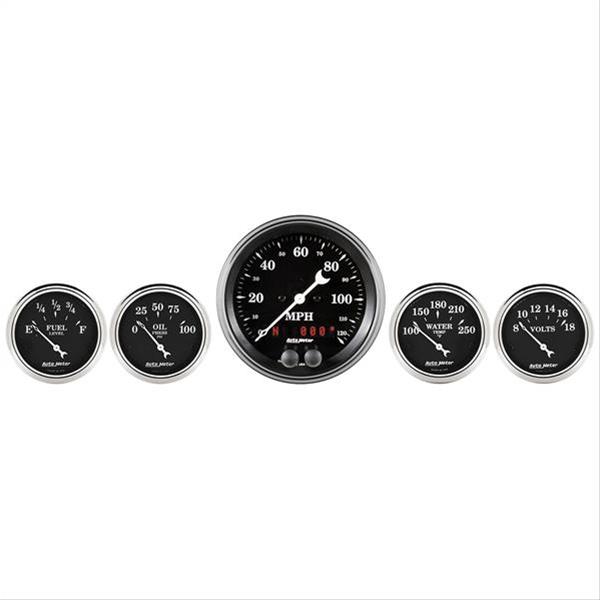 AutoMeter Old Tyme Black Series Analog Gauge Kits 1750