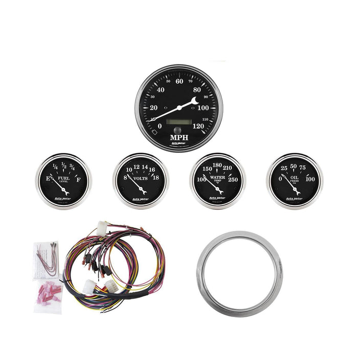 AutoMeter Old Tyme Black Series Analog Gauge Kits 7034-OTB