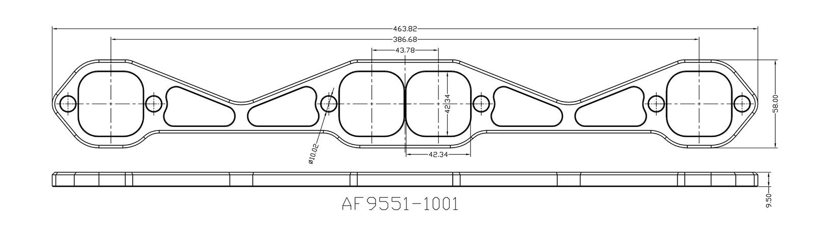 SB Chev 1-3/4" Square Port Header Flange AF9551-1001