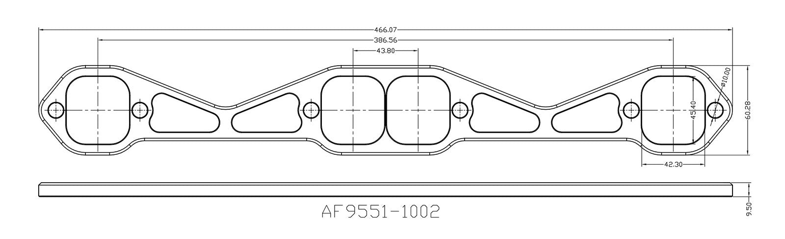 SB Chev 1-7/8" Square Port Header Flange AF9551-1002