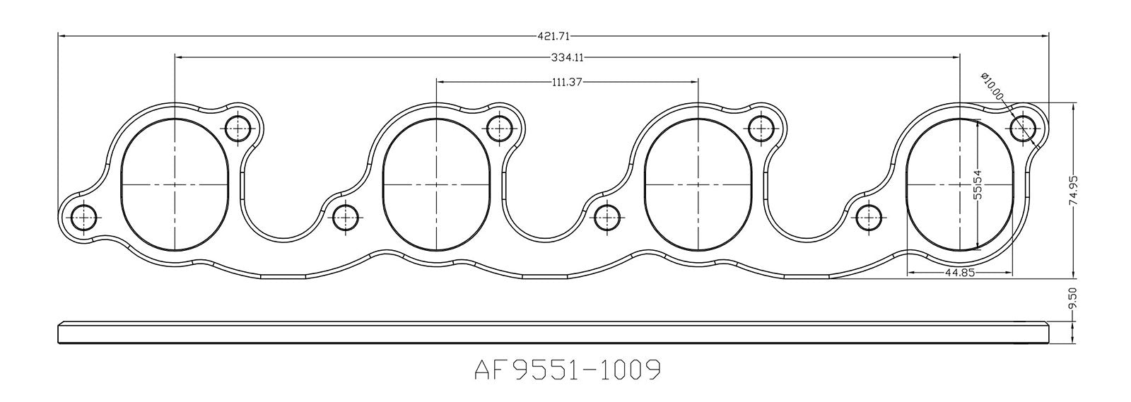 Ford Cleveland 2" Oval Port Header Flange AF9551-1009