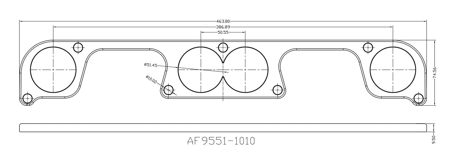 SB Chev Spread Port 2" Round Port Header Flange AF9551-1010