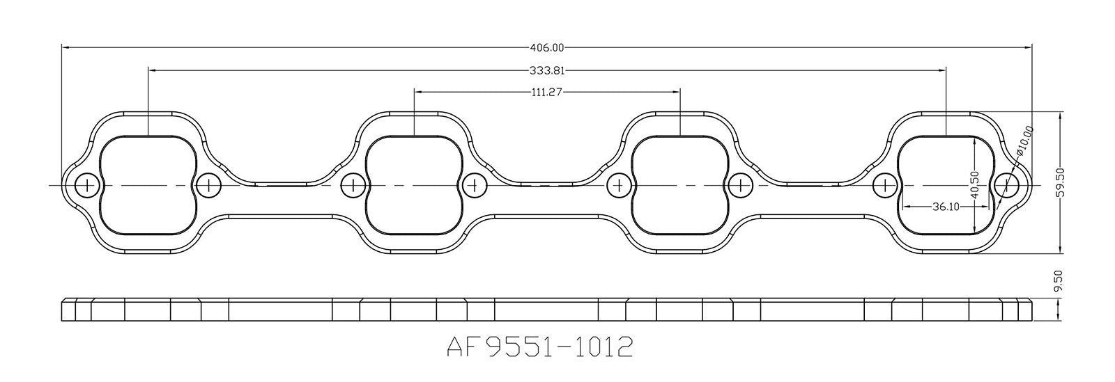 SB Ford 1-3/4" Rectange Port Header Flanges AF9551-1012