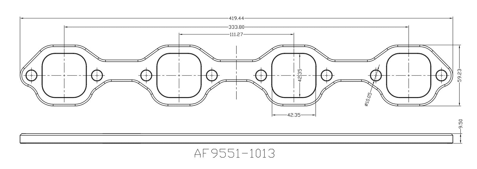 SB Ford 1-3/4" Square Port Header Flanges AF9551-1013