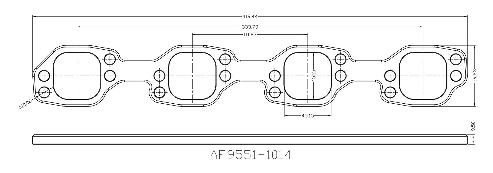 SB Ford 1-7/8" Square Port Header Flanges AF9551-1014