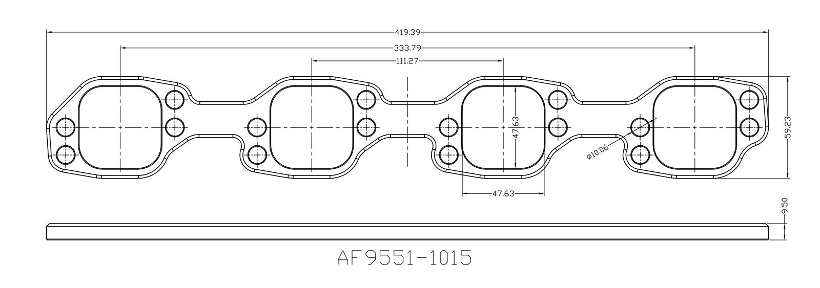 SB Ford 2" Square Port Header Flanges AF9551-1015