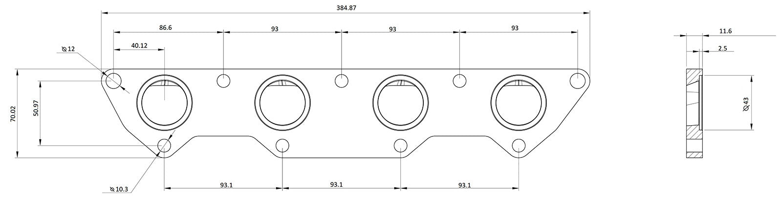 Mitsubishi Evolution 4-9 4G63 Header Flange AF9551-1018