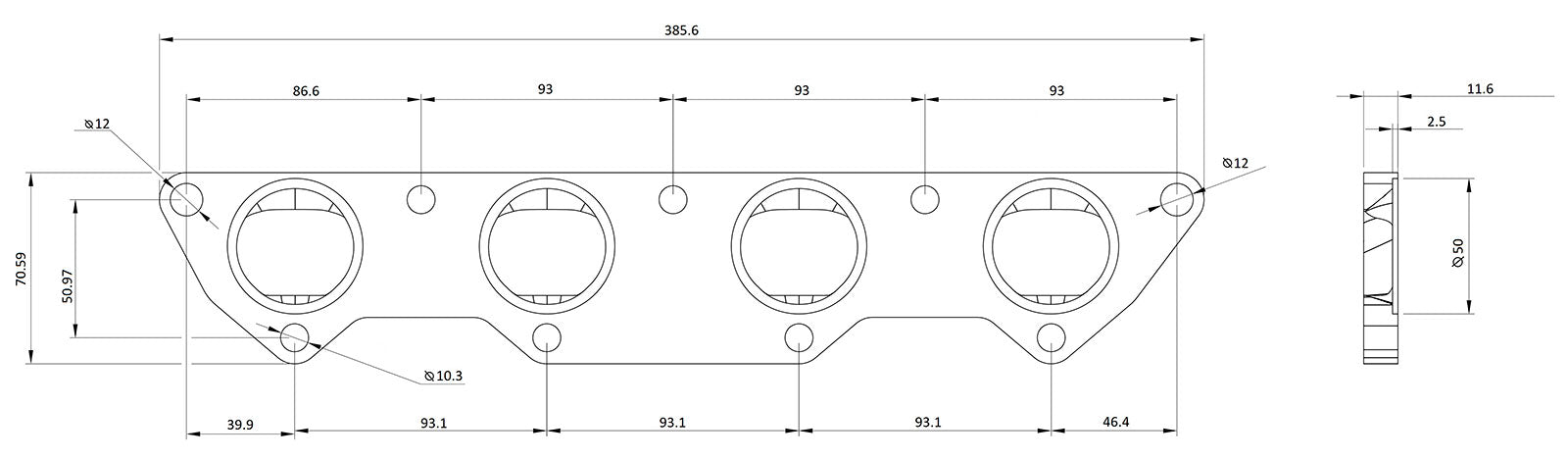 Mitsubishi Evolution 4-9 4G63 Header Flange AF9551-1019