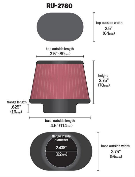 K&N Universal Clamp On Filter KNRU-2780