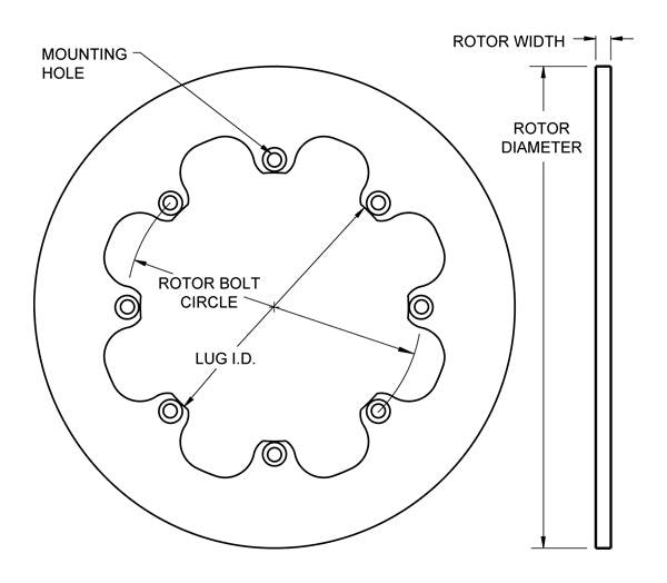 8 Bolt Standard Hole Mount Steel Rotor - Solid WB160-0201