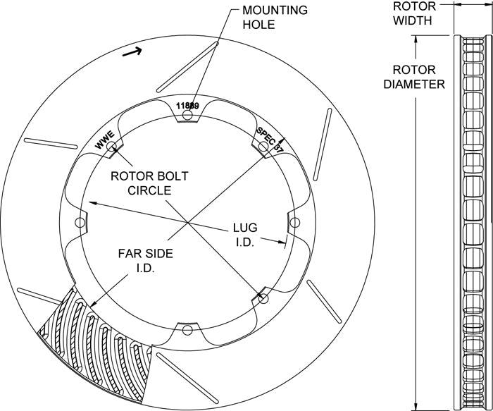 GT 48 Curved Vane Slotted Rotor R/H WB160-11839