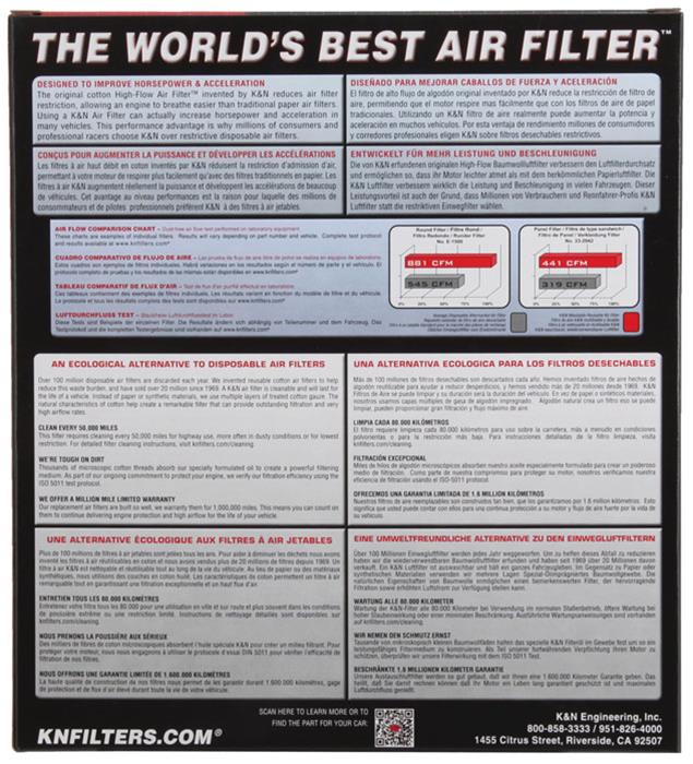 K&N Washable Lifetime Performance Air Filters 33-5074