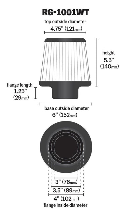 K&N Universal Performance Air Filters RG-1001WT