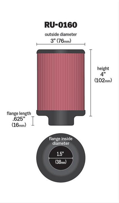 K&N Universal Performance Air Filters RU-0160