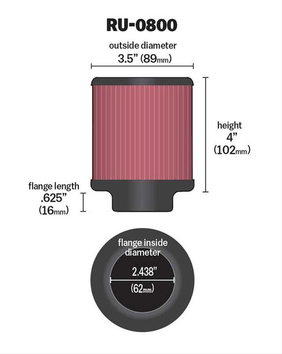 K&N Universal Performance Air Filters RU-0800