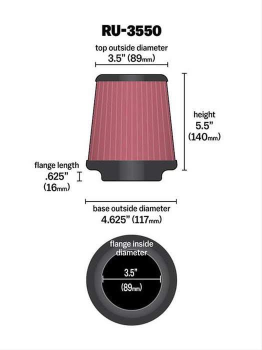 K&N Universal Performance Air Filters RU-3550