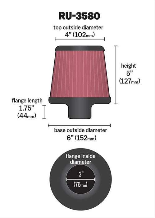 K&N Universal Performance Air Filters RU-3580