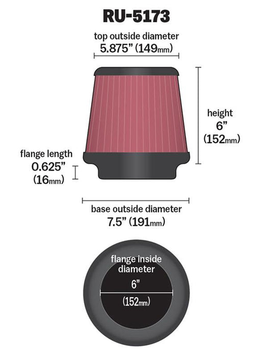 K&N Universal Performance Air Filters RU-5173