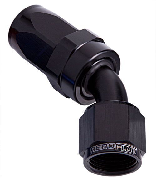 100 Series Taper 45° Swivel Hose End -4AN AF102-04BLK