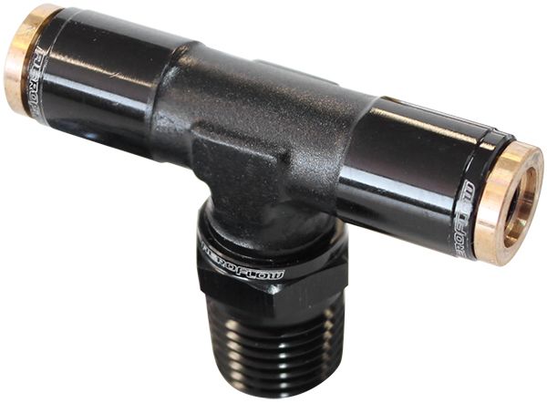 120 Series 1/4" NPT to 1/4" Push to Connect Tee Fitting AF124-04BLK