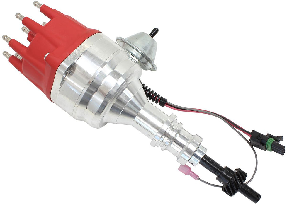 XPRO Ford Windsor Ready to Run Distributor, Machined Aluminium Body with Red Cap