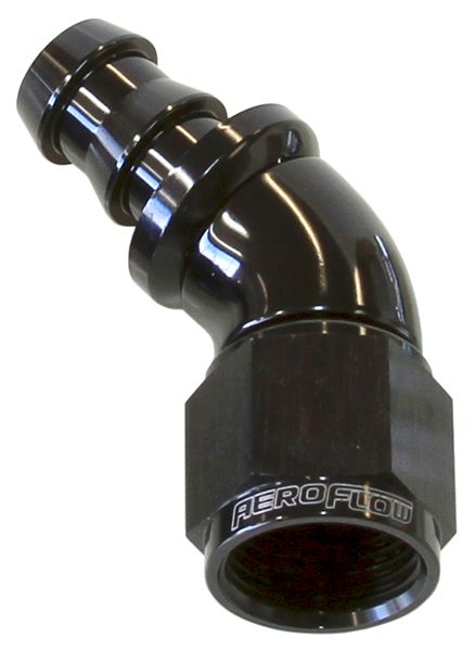 510 Series Full Flow Tight Radius Push Lock 45° Hose End -4AN AF512-04BLK