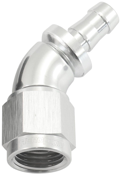 510 Series Full Flow Tight Radius Push Lock 45° Hose End -6AN To 5/16" (8mm) Bar