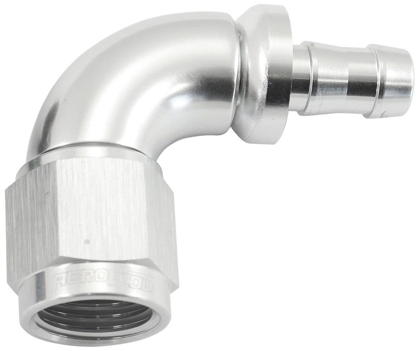 510 Series Full Flow Tight Radius Push Lock 90° Hose End -6AN To 5/16" (8mm) Bar