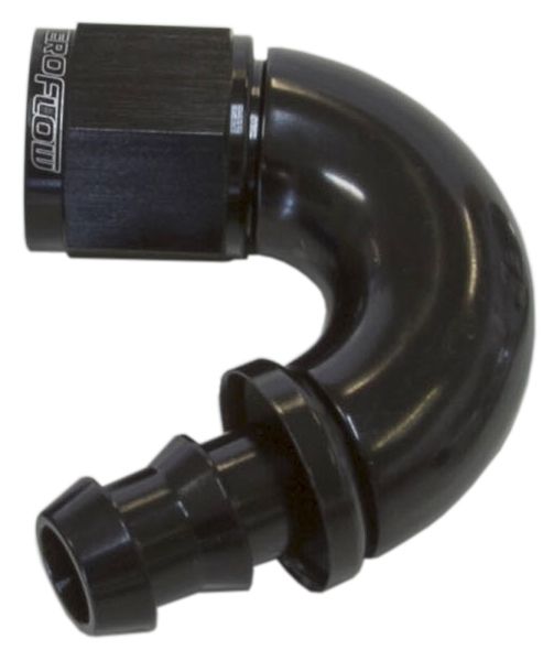 510 Series Full Flow Tight Radius Push Lock 150° Hose End -8AN AF515-08BLK