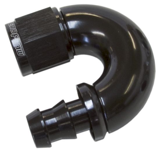 510 Series Full Flow Tight Radius Push Lock 180° Hose End -10AN AF516-10BLK