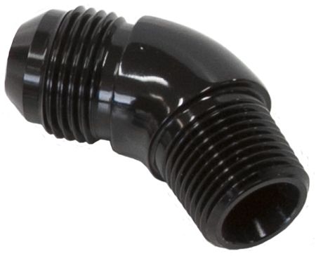 45° NPT to AN Full Flow Adapter 1/4" to -4AN AF523-04-04BLK