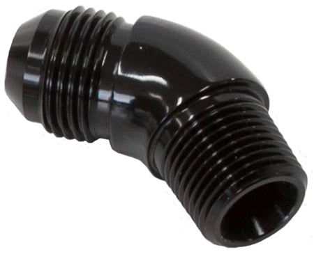 45° NPT to AN Full Flow Adapter 1/4" to -6AN AF523-06BLK