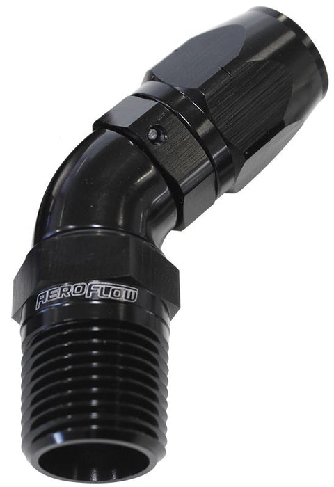 45° Male NPT Full Flow Swivel Hose End 3/4" to -12AN AF528-12-12BLK