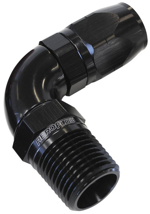 90° Male NPT Full Flow Swivel Hose End 1/2" to -12AN AF529-12-08BLK