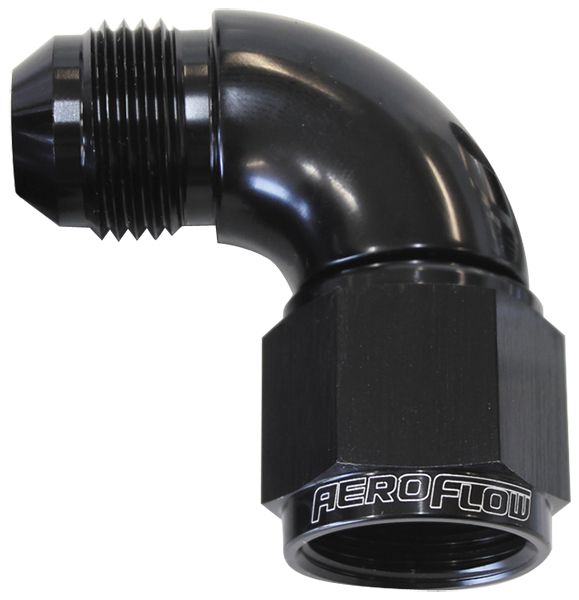 90° Full Flow Female/Male Flare Swivel -3AN AF543-03BLK