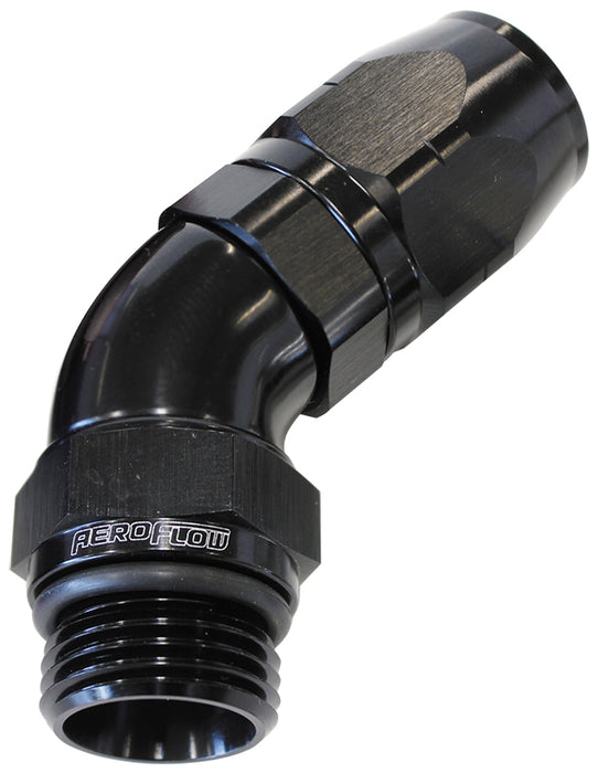 45° Male ORB Full Flow Swivel Hose End -4 ORB to -6AN AF544-06-04BLK