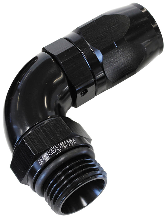 90° Male ORB Full Flow Swivel Hose End -4 ORB to -6AN AF549-06-04BLK