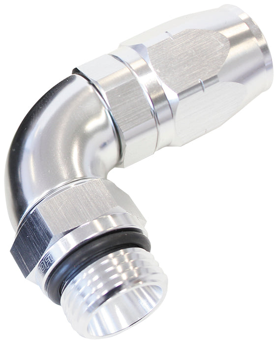 90° Male ORB Full Flow Swivel Hose End -4 ORB to -6AN AF549-06-04S