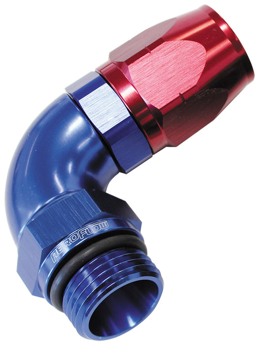 90° Male ORB Full Flow Swivel Hose End -4 ORB to -6AN AF549-06-04