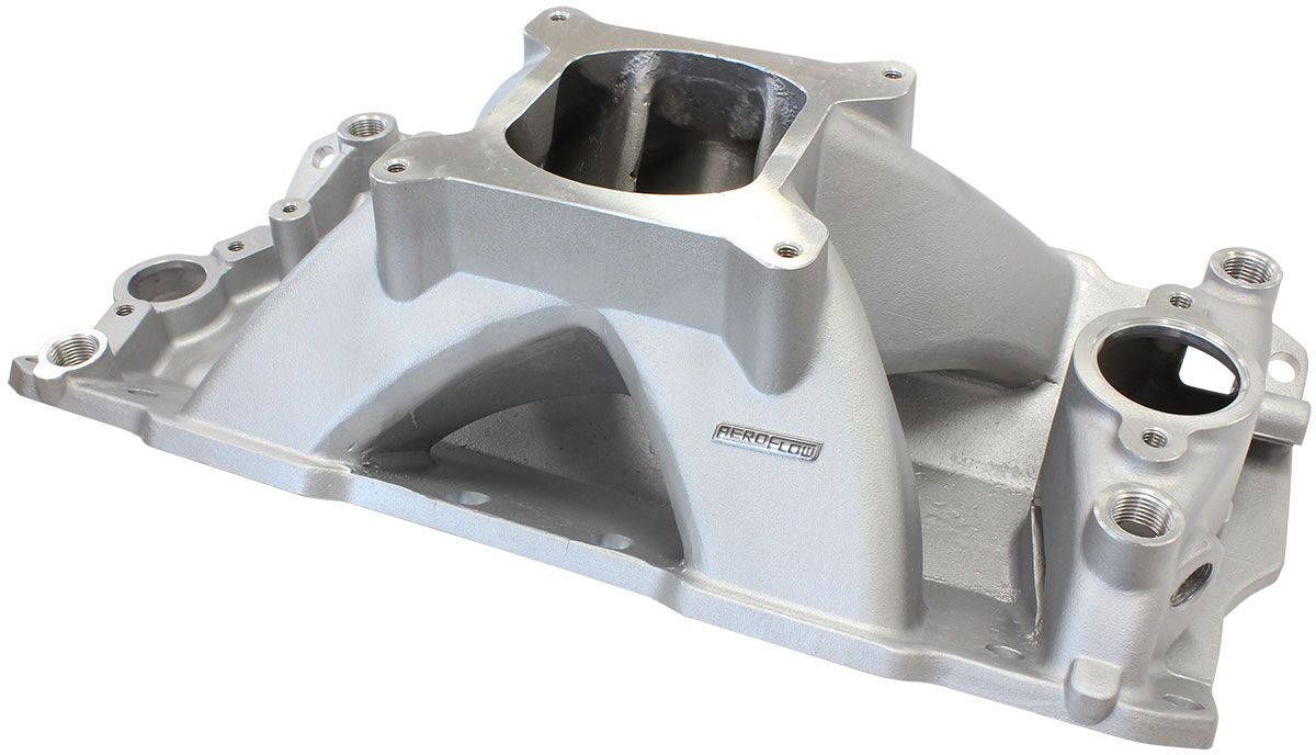 SB Chev Hi-Rise Single Plane Intake Manifold, Natural Cast Finish AF6001-1000